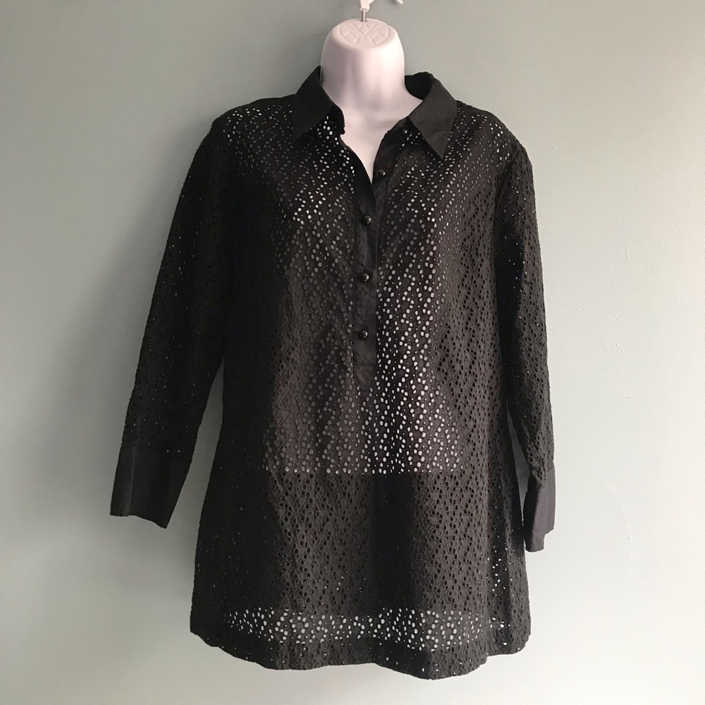 Talbots Eyelet Button Down Tunic. Size 14 - image 2